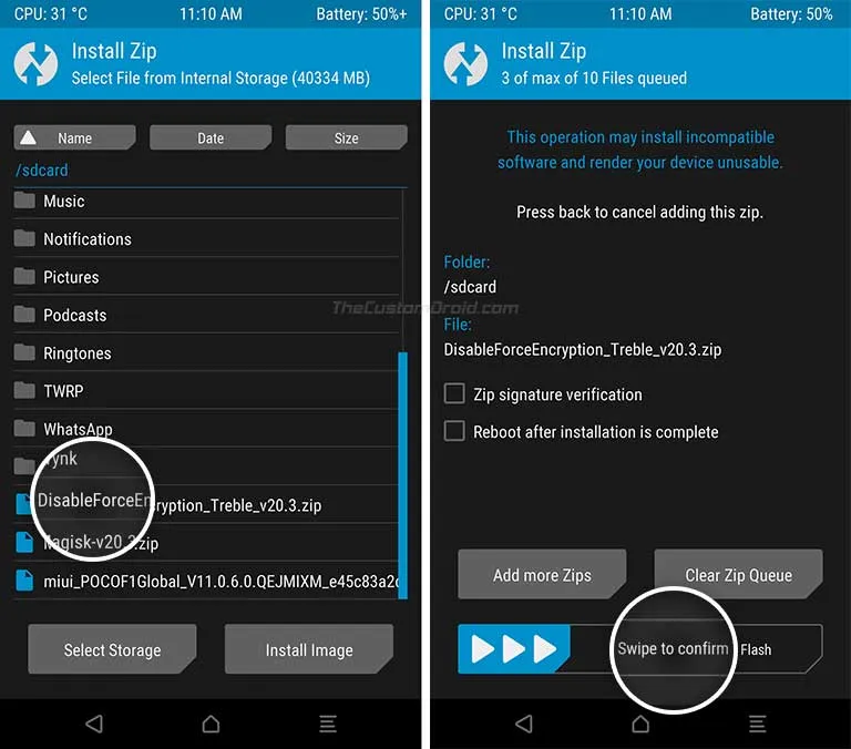 Add Encryption Disabler to the TWRP Flashing Queue