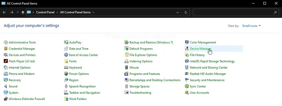 Launch Device Manager from Control Panel on Windows PC