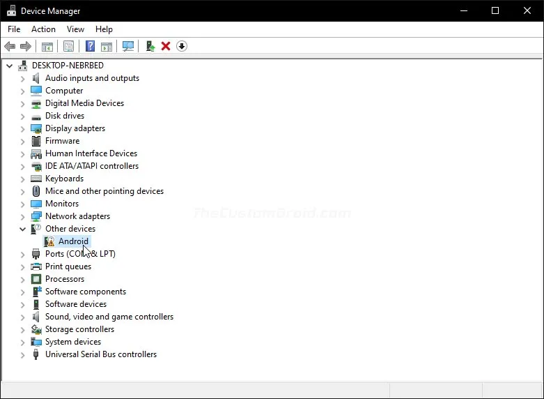 Locate your Realme smartphone in Windows Device Manager