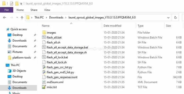 Extract Xiaomi Mi A3 Stock Firmware on the PC