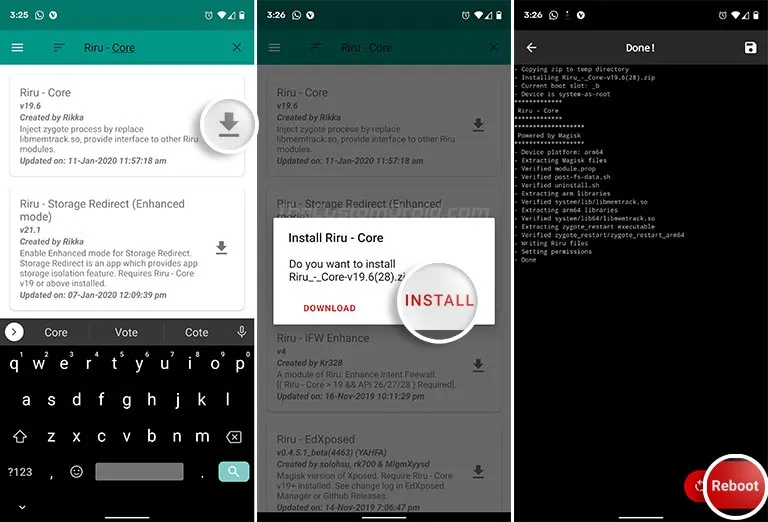 Find the 'Riru - Core' module and install it