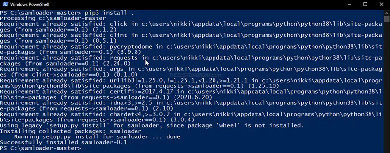Install Samloader using pip3 command