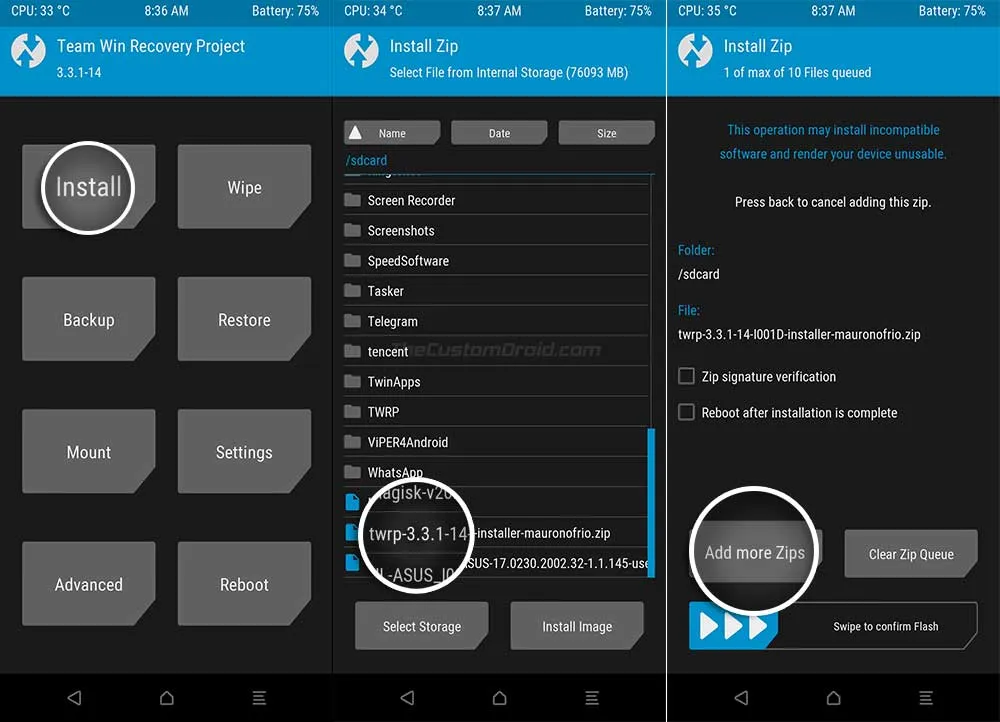 Install TWRP Installer ZIP on ROG Phone 2