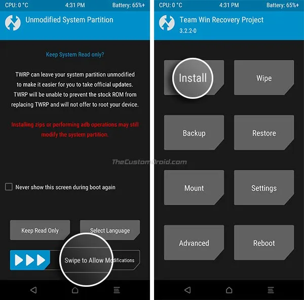 Install TWRP Recovery on OnePlus 6 - Unmodified System Partition