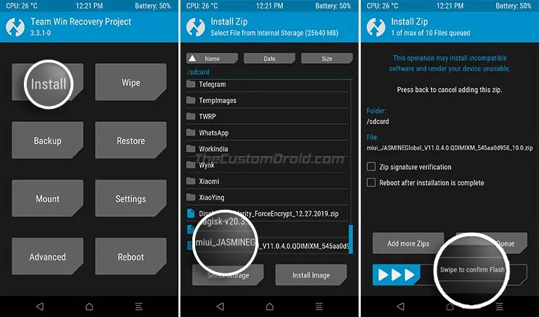 Install Xiaomi Mi A2 Android 10 OTA Update Package using TWRP