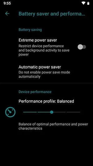 Battery Saver and Performance Settings in LineageOS 16