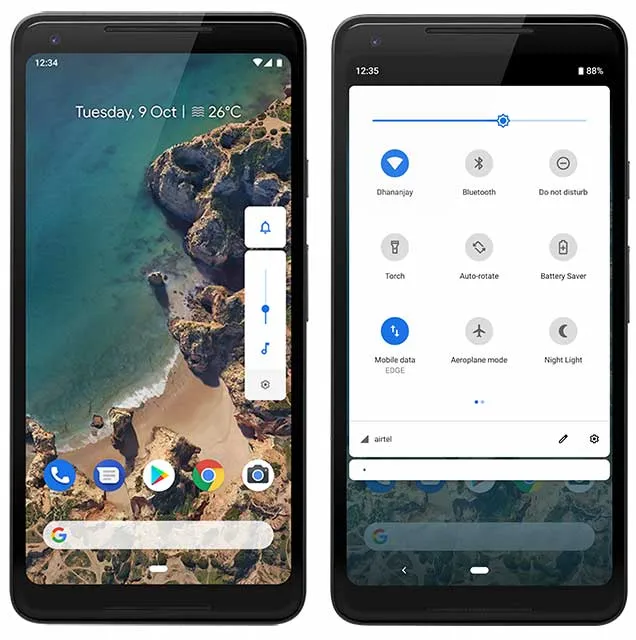 List of Android 9 Pie Ports - Android Pie Features - Redesigned Quick Settings, Volume Controls, and Notification Shade