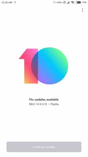 MIUI 10 China Developer ROM - Updater App Screenshot