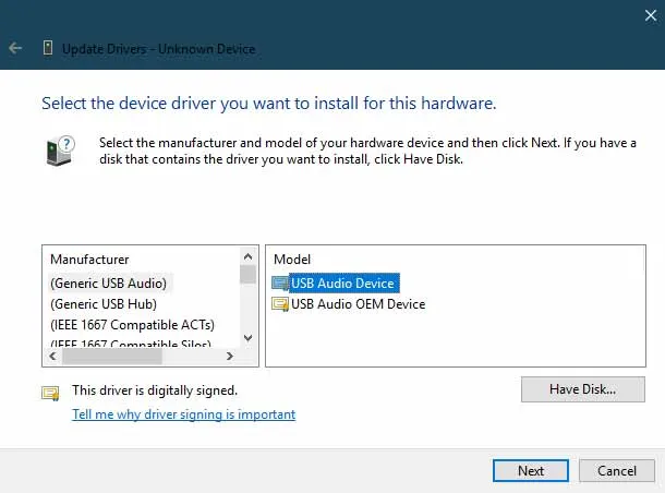Manually Install Xiaomi USB Drivers - Click on the 'Have Disk' Option