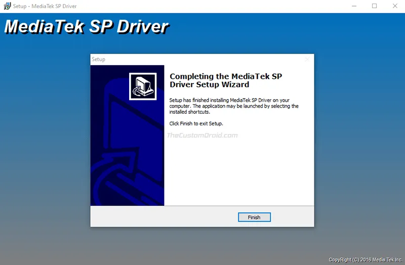 MediaTek USB VCOM Drivers Automatic Installation Finished