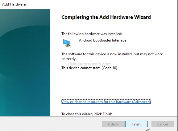 MediaTek USB VCOM Drivers Installation Finished