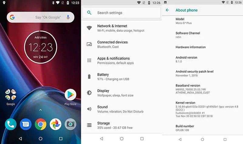 Moto G4/G4 Plus Android 8.1 Oreo Soak Test - Screenshots