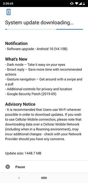Nokia 8.1 Android 10 OTA Update Screenshot