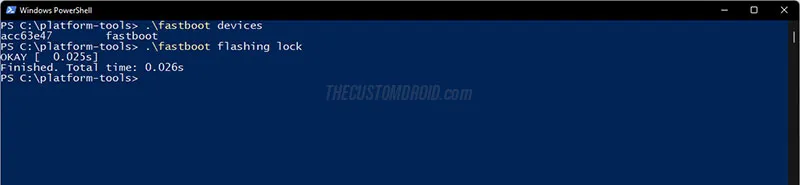Use 'fastboot flashing lock' command to relock the bootloader on Nothing Phone 1