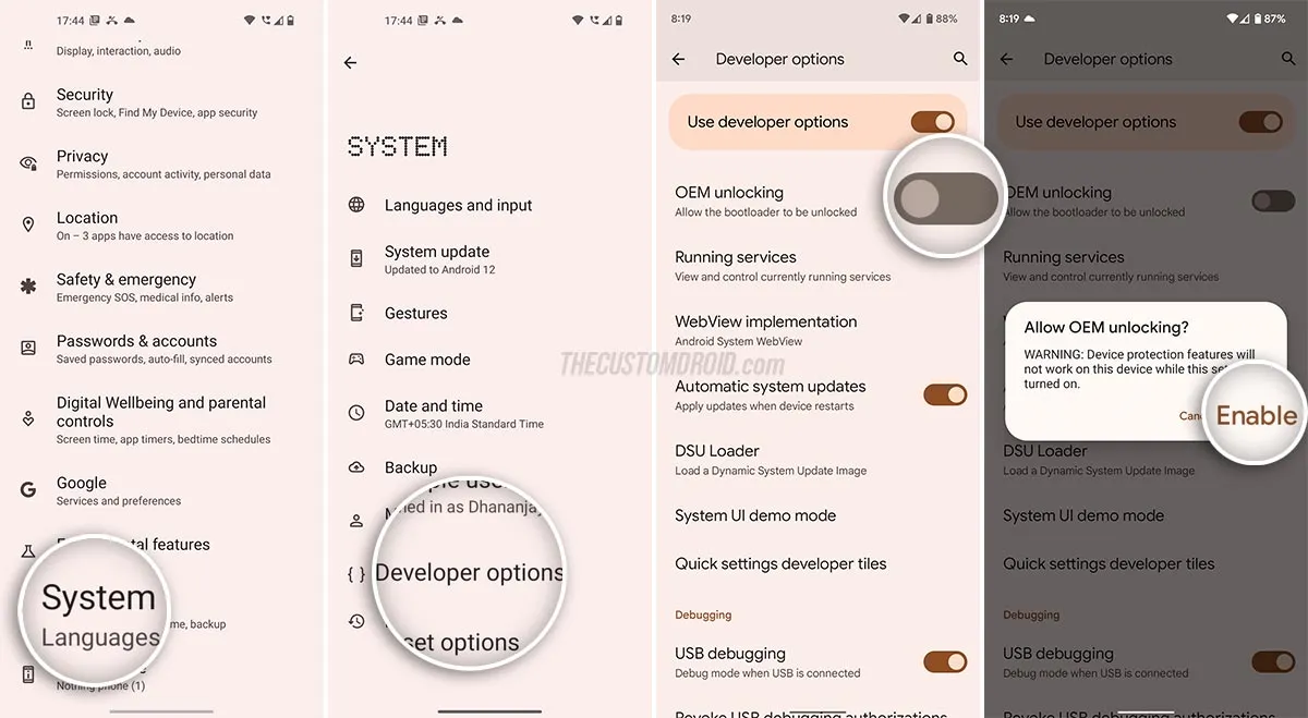Enable OEM Unlocking on the Nothing Phone 1