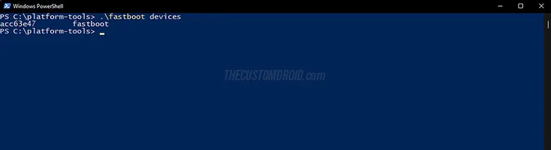 Verify if your computer can communicate with your Nothing Phone 1 over Fastboot