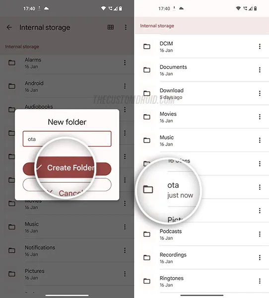 Copy the Nothing OS OTA update package inside "ota" folder in internal storage