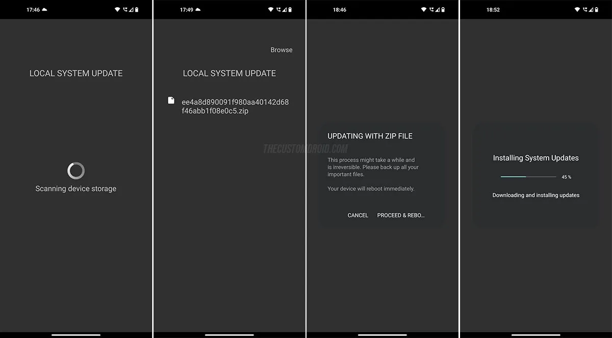 Install Nothing OS OTA update on Nothing Phone 1 using Local System Update wizard