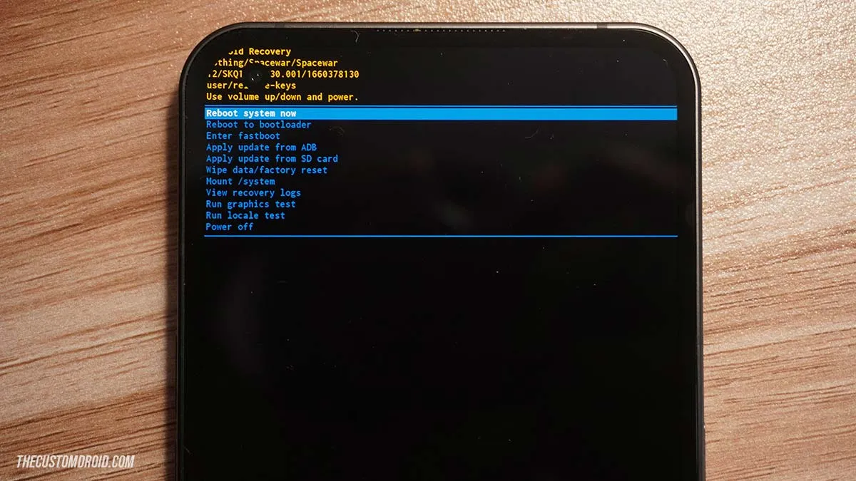 Select 'Reboot system now' to boot Nothing Phone 1 into the updated Nothing OS software
