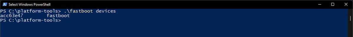 Verify fasboot connection between Nothing Phone 1 and PC