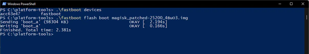 Flash patched boot image to root Nothing Phone 1 with Magisk