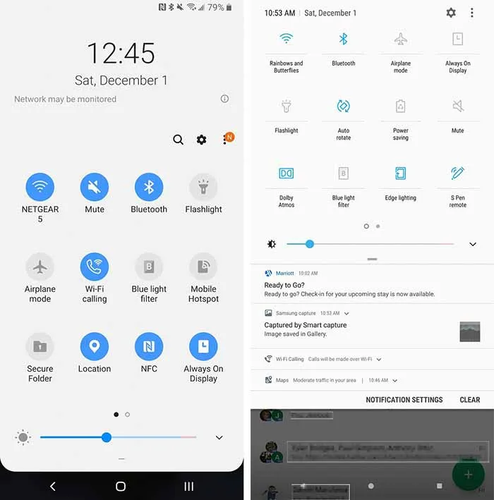 One UI vs Samsung Experience - Quick Settings Toggle
