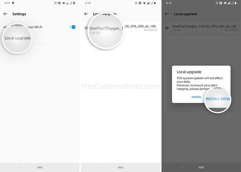 Install OxygenOS 10 Full ROM Package on OnePlus 7/7 Pro via Local Upgrade