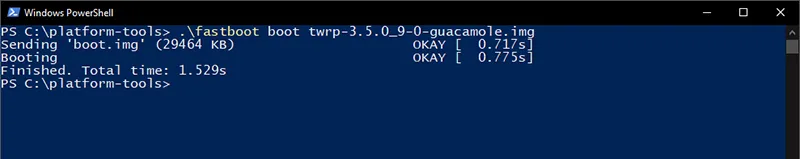 Temporarily boot TWRP on OnePlus 7/7 Pro using 'fastboot boot' command