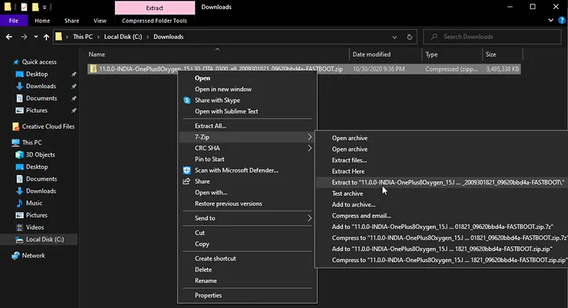 Extract OxygenOS Factory Image on the computer