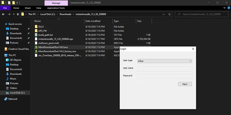 Launch the OnePlus 8/8 Pro MSMDownload Tool on the computer