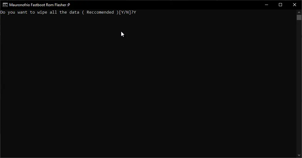 Perform a data wipe when prompted