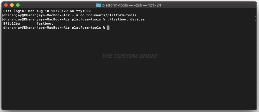 Enter 'fastboot devices' command to verify device-PC connection