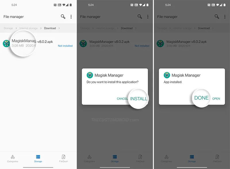 Install Magisk Manager on your OnePlus 8/8 Pro