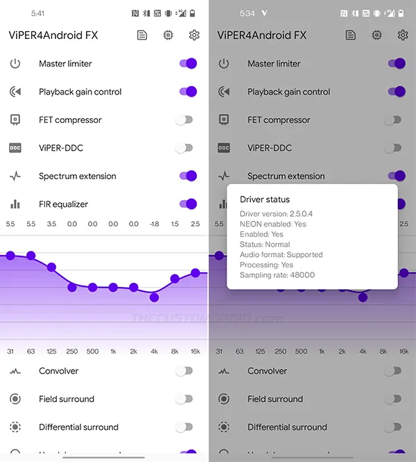 Enable ViPER4Android audio processing on OnePlus 8 and check driver status