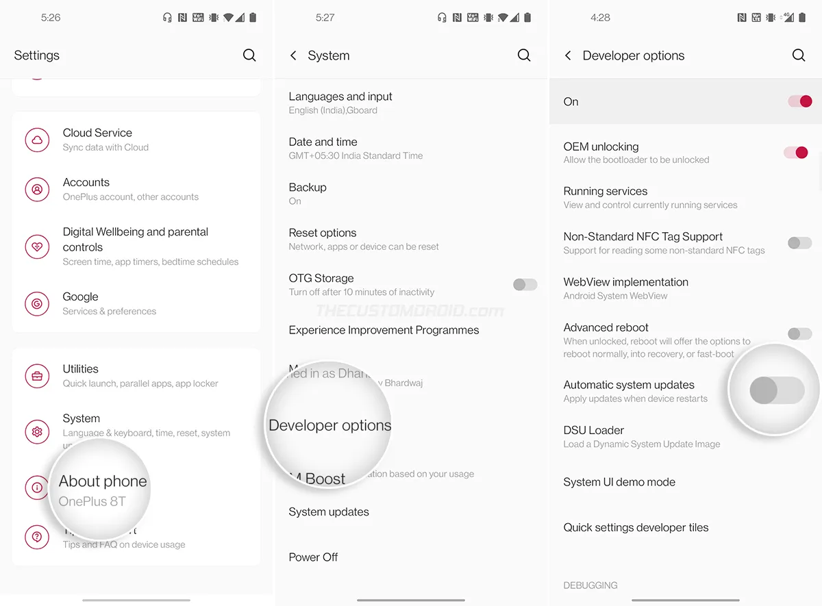 Disable Automatic System Updates on OnePlus 8T