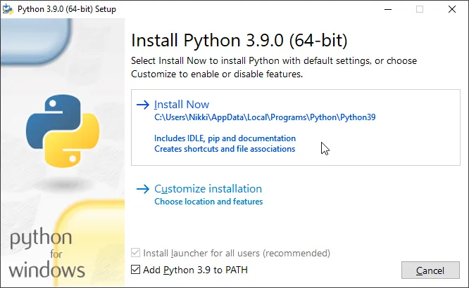 Install Python on your Windows computer
