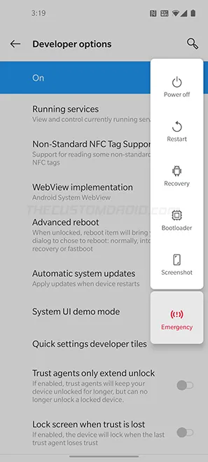 Enter Fastboot/Recovery Mode on OnePlus Nord using Advanced Reboot Menu
