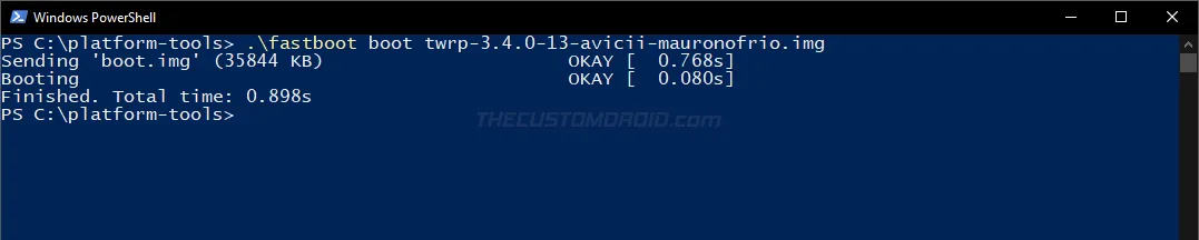 Install TWRP Recovery on OnePlus Nord using 'fastboot boot' command