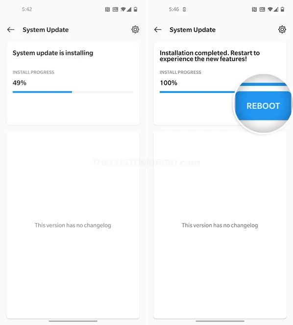 OnePlus Nord OxygenOS OTA Installation Complete