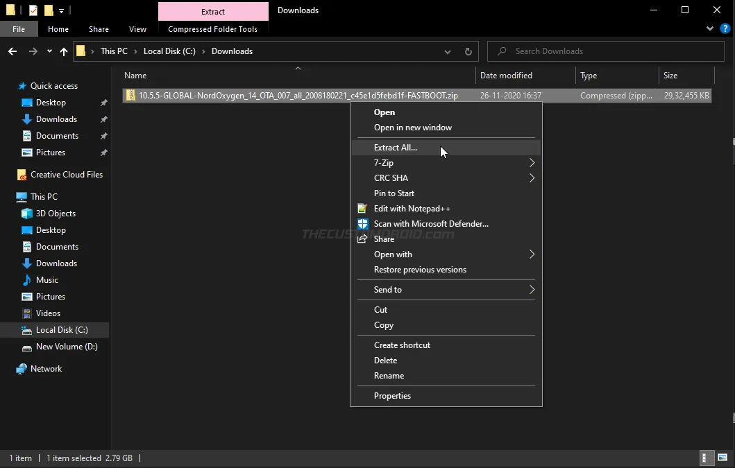 Extract OxygenOS Factory Image on the computer