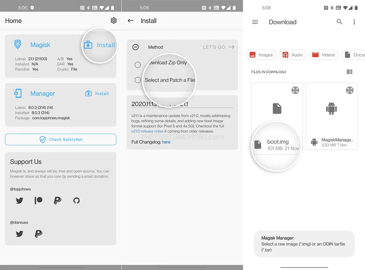 Patch OnePlus Nord Stock Boot Image through Magisk Manager