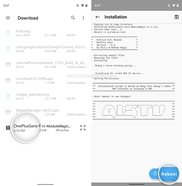 OnePlus Sans Magisk Module installation complete
