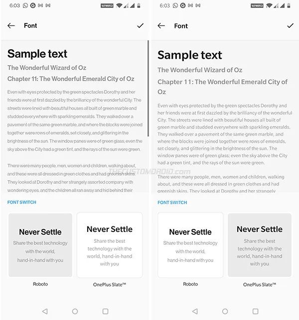 OnePlus Slate replaced with OnePlus Sans on devices running OxygenOS