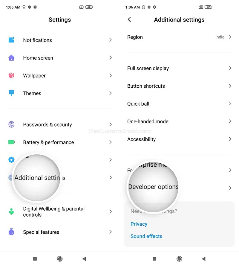 Go to 'Settings' > 'Additional Settings' > 'Developer options' on your Xiaomi Device