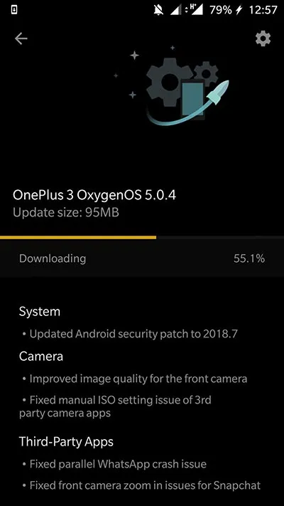 OxygenOS 5.0.4 Update for OnePlus 3 - OTA Screenshot