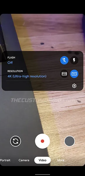 4K Recording quick settings in Google Camera 7.6