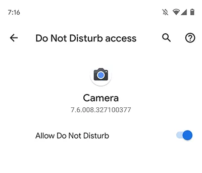 Grant Do Not Disturb access to Google Camera v7.6