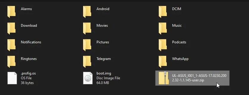 Place Full Firmware File in the root of your ROG Phone 2's internal storage