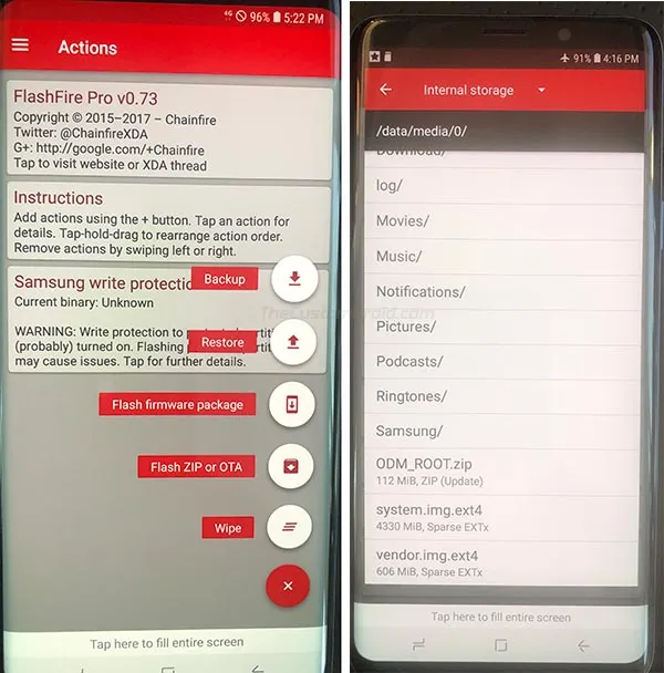 Press 'Flash Firmware Package' and Select the 'System.img.ext4' and 'vendor.img.ext4' Files