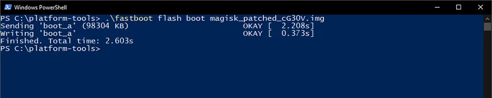 Fastboot flash patched boot image to root ROG Phone 3 using Magisk